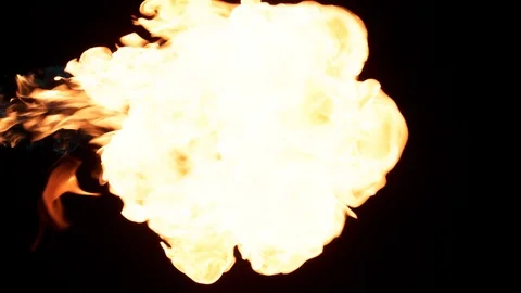 Slow motion flamethrower on black background Stock Footage 111560590