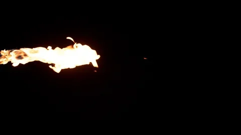 Slow motion flamethrower on black background Stock Footage 111560684