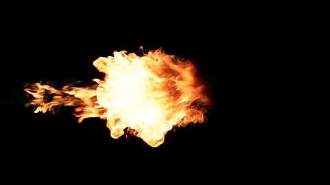 Slow motion flamethrower on black background Stock Footage 111560969