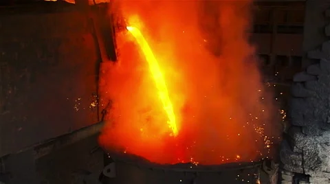 Slow motion flow of hot metal Stock Footage 55357591