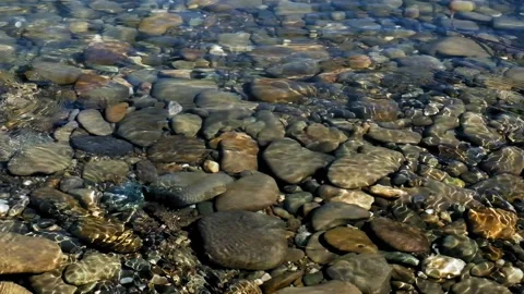 Slow motion flow of water of a mountain river with stones under water.  Flo.. Stock Footage 239581564