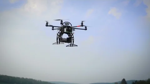 Slow motion of flying drone with 200fps Stock Footage 90131562