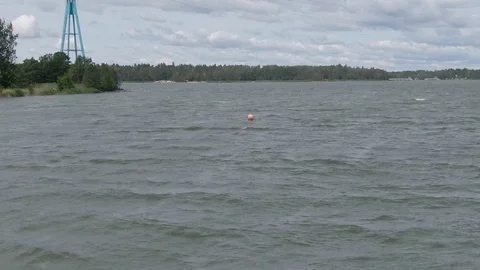 Slow Motion. Flying over water. Arial drone shot of sea, waves, coast and Stock Footage 112998811