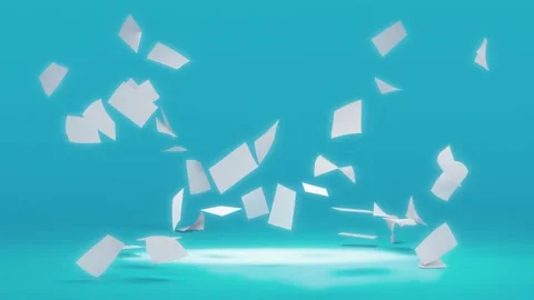 Slow motion flying paper on blue background.  Random counting of ballots. Glow Stock-Footage 169928700
