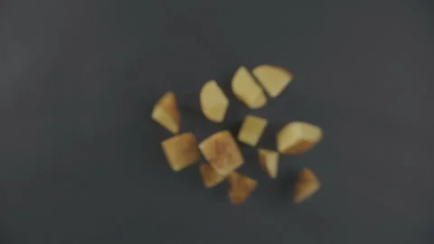 Slow motion with flying potatoes Stock Footage 97590848