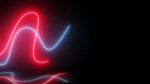 Slow motion of flying red and blue wave with lights on background. Animation pat Stock-Footage 247690345