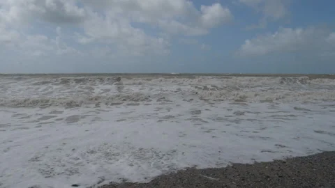 Slow Motion. Foamy waves on the coastline of the sea. Stock Footage 114773164