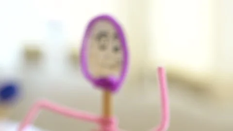 Slow Motion Focus On Pipe Cleaner Person Handicraft Stock Footage 300728745