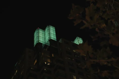 Slow Motion Focus Shift on ChinaTrust Bank Tower in LA Stock Footage 300348304