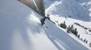 Slow Motion Follow Cam Backcountry Powder Skiing In The Austrian Alps 4K 60Fps Stock Footage