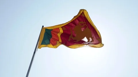 Slow motion footage. Bottom view of the Sri Lanka flag. Stock Footage 106793420