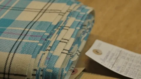 Slow motion footage - Camera on a slider over typical Scottish Tartan textile 스톡 동영상 98886148