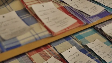 Slow motion footage - Camera on a slider over typical Scottish Tartan textile 스톡 동영상 98886237