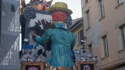 Slow Motion footage of Carnival Float at of Cento Carnevale d'Europa 2026 Stock Footage 329175540