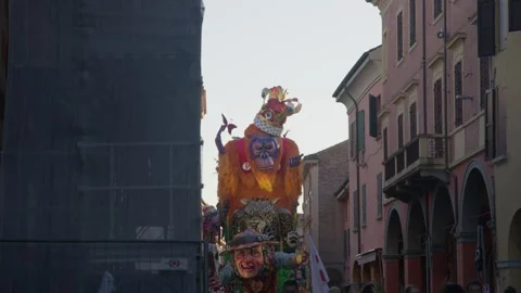 Slow Motion footage of Carnival Float at Cento Carnevale d'Europa 2026 Stock Footage 329175952