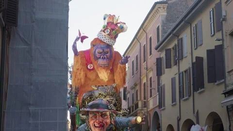 Slow Motion footage of Carnival Float at Cento Carnevale d'Europa 2026 Stock Footage 329176020