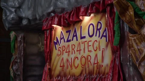 Slow Motion footage of Carnival Float at Cento Carnevale d'Europa 2026 Stock Footage 329176679