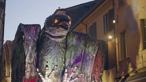 Slow Motion footage of Carnival Float at Cento Carnevale d'Europa 2026 Stock Footage 329177218