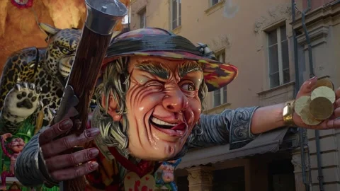 Slow Motion footage of Carnival Float at Cento Carnevale d'Europa 2026 Stock Footage 329178678