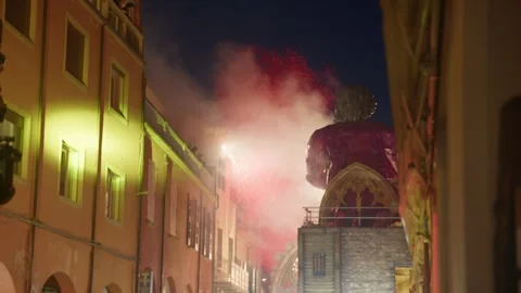 Slow Motion footage of Carnival Float at Cento Carnevale d'Europa 2026 Stock Footage 329179331