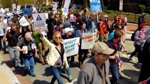 Slow motion footage of the Democracy Spring protest march in Washington, D.C.  Stock Footage