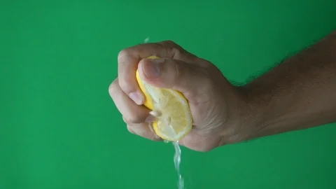 Slow Motion Footage Of Hand Squeezing Juicy Lemon Stock Footage 113464908
