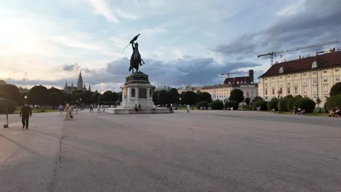 Slow motion footage of Heldenplatz square and equestrian monument Vienna Stock Footage 344433112