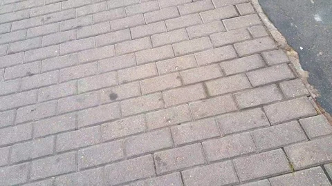 Slow motion footage of the interlock bricks of the pavement. Street Stock Footage 286701593