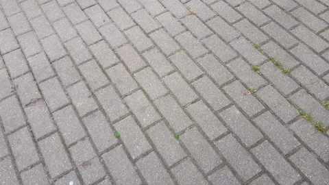 Slow motion footage of the interlock bricks of the pavement. Street Stock Footage 286701827