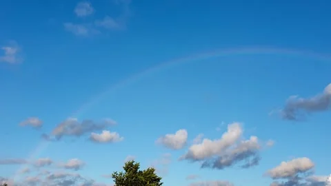 Slow motion footage of the rainbow on the blue sky. Nature Stock Footage 311928286