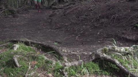 Slow motion footage of trail runner at Mount Daibosatsu in summer, Yamanashi Video stock 58467763