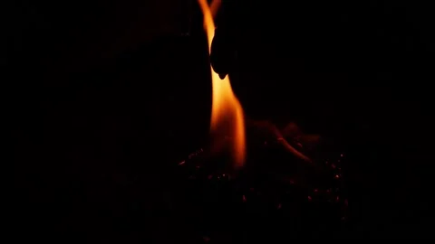 Slow motion footage of two fire flames burning Stock Footage 150715178