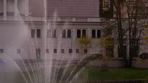 Slow motion Fountain in the city Stock Footage