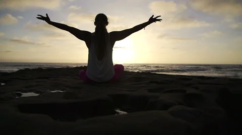 Slow Motion Free Happy Woman Doing Success Pose At Sunset Stock Footage