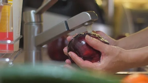 Slow motion fruit washing Stock Footage 86308438
