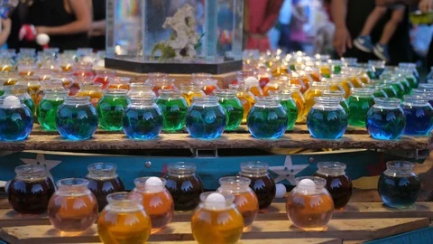 Slow motion of fun and games in the carnival booths Stock Footage 91053112