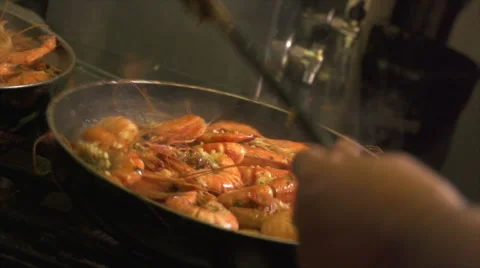 Slow motion of Gambas cooking Stock Footage 58742329