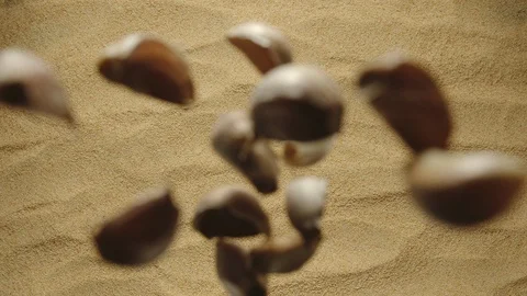 SLOW MOTION: Garlic cloves fall onto a heap of garlic powder Stock Footage 107932776