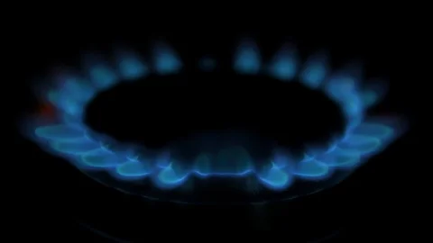 Slow motion of gas flame on a kitchen gas stove turned on Видео 88781811