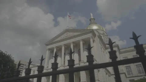 Slow motion of gates with Georgia State Capital Stock Footage