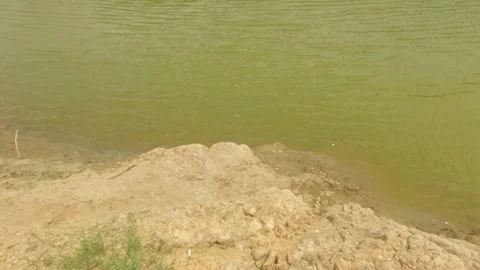Slow motion of gentle ripples on the surface of the water lake Stock Footage 323149096