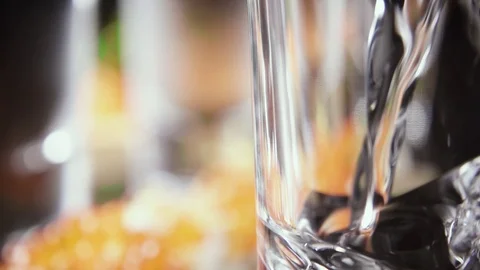 Slow motion a glass of vodka on the table with a snack Stock Footage 92032238