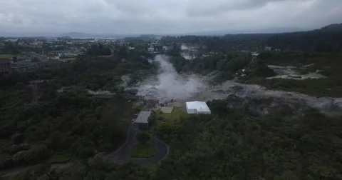 Slow Motion going over the Te Puia Geyser Stock Footage 61862170