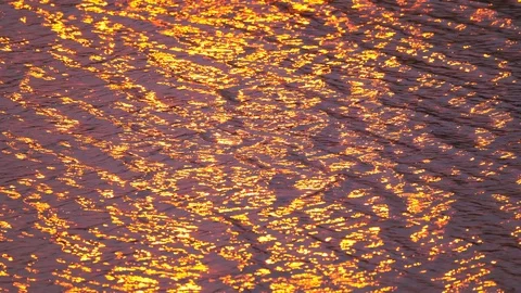 Slow motion golden background slow motion wave of light sunset on surface water  Stock-Footage 127404181