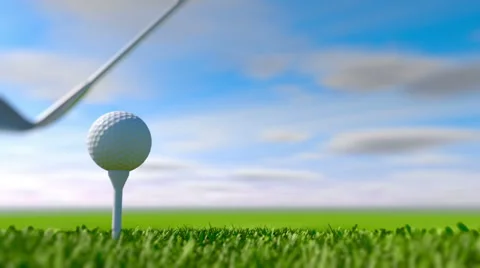 Slow Motion Golf strike. Golf ball animation Stock Footage 62811333