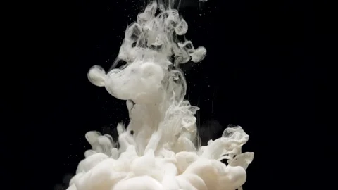 Slow motion gray ink acrylic paint mixing in water, swirling softly underwater Stock Footage 157443607