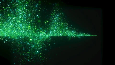 Slow motion green glitter particles floating in space. Stock Footage 328170132