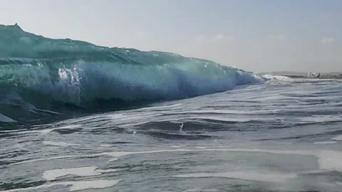 Slow Motion, Green Sea Wave with White Splash. Beautiful Natural Background. Stock Footage 202843805