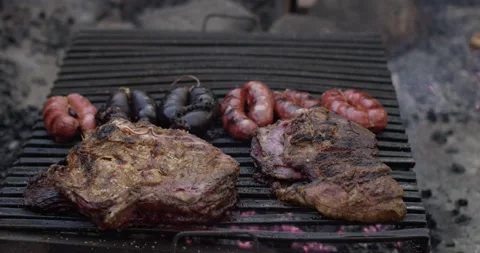 Slow motion grill and meat on a fire Stock Footage 172932208