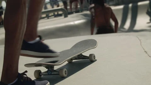 Slow Motion Guy on skateboard skates away Stock Footage 255341804